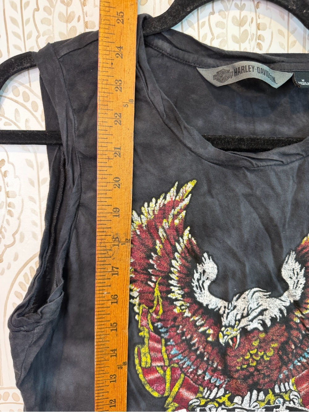 Harley Davidson Black Tie Dye Eagle Graphic Tank Top size medium - Picture 6 of 7
